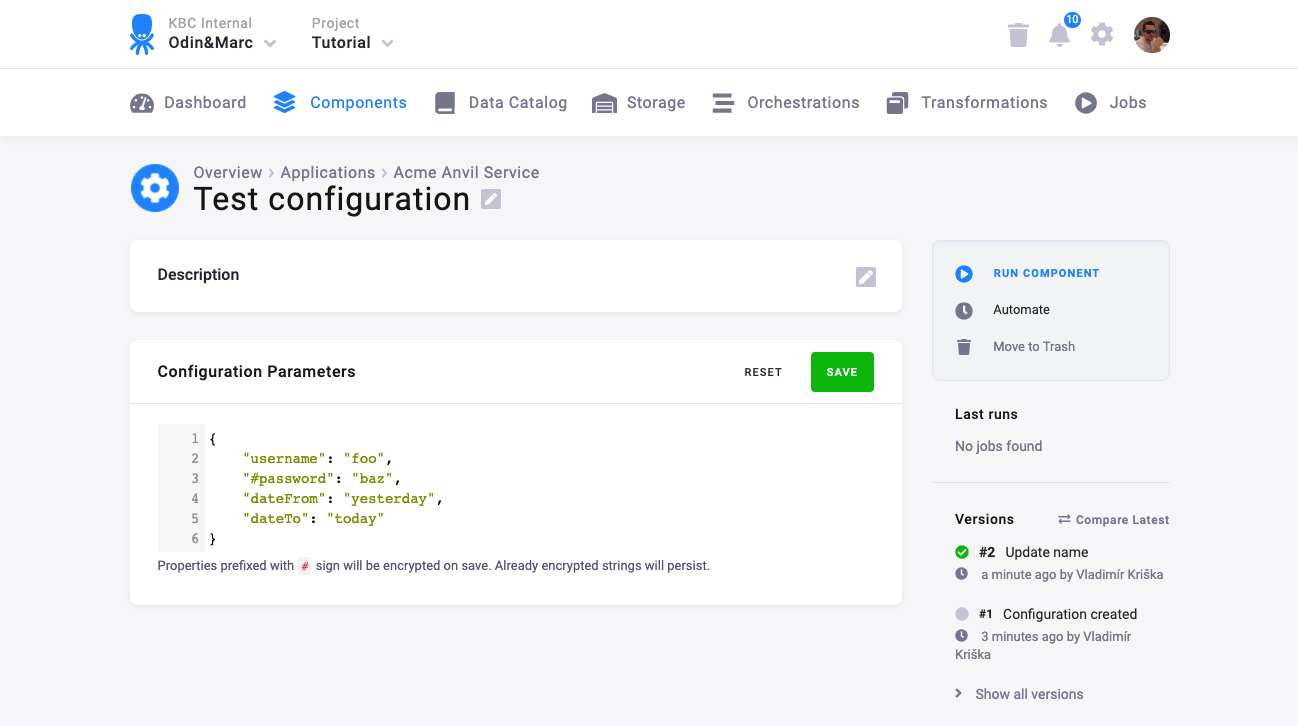 Generic configuration screenshot